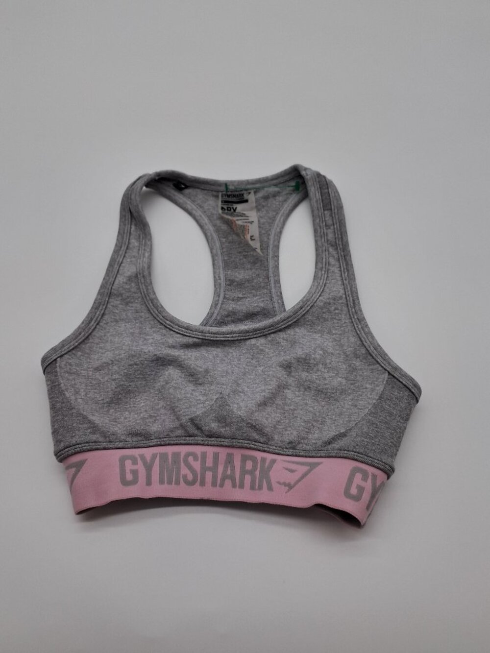 Gymshark Small Sports Bra Racerback Heather Gray Pink Dry Moisture Workout Yoga